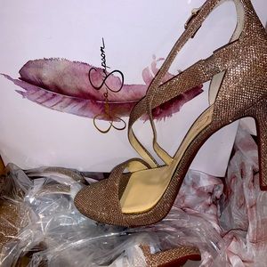 Gold open toed  high heels